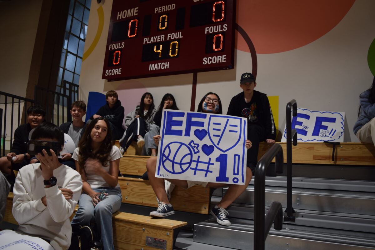 Students supporting EF Boys Basketball. November 2023.