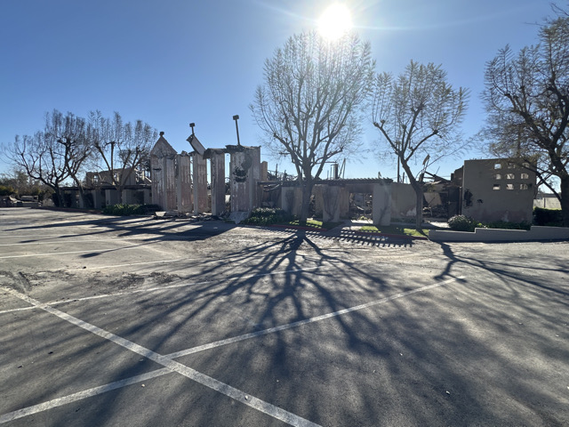 The Pasadena Jewish Temple and Center on North Altadena Drive after the Eaton Fire (Los Angeles County, Eaton Fire Damage Maps).