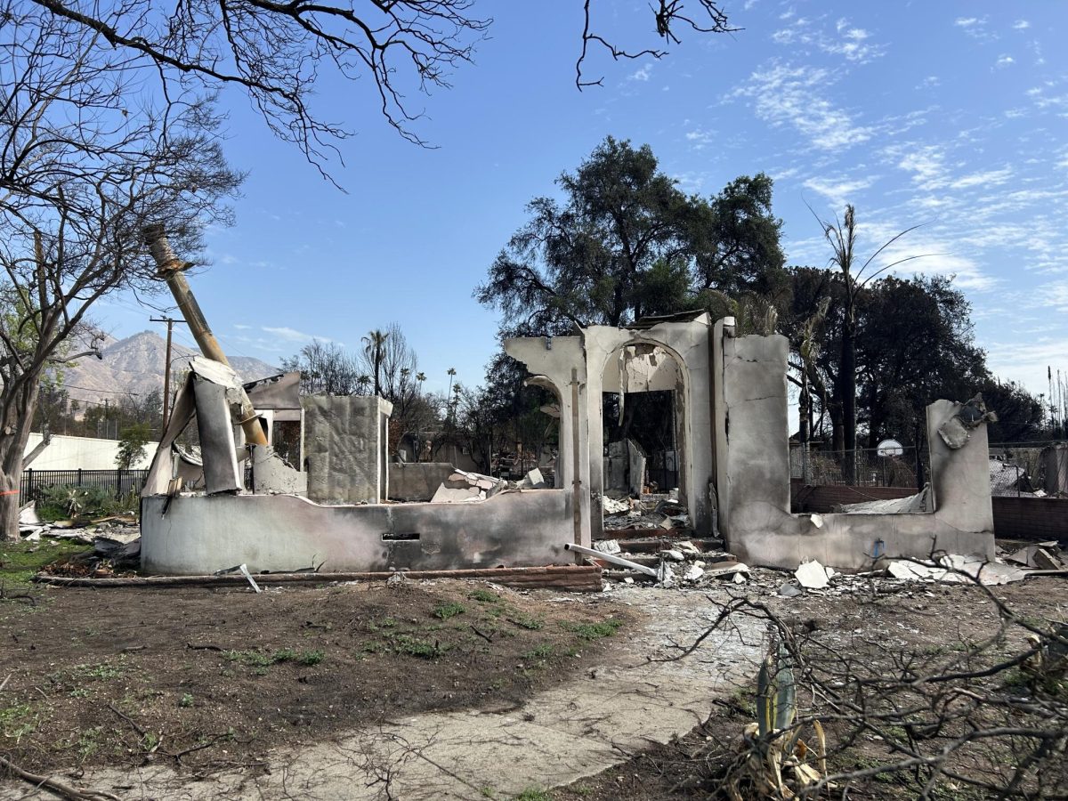 A house in Altadena, northwest of the EF campus, destroyed by the fire on January 7th.