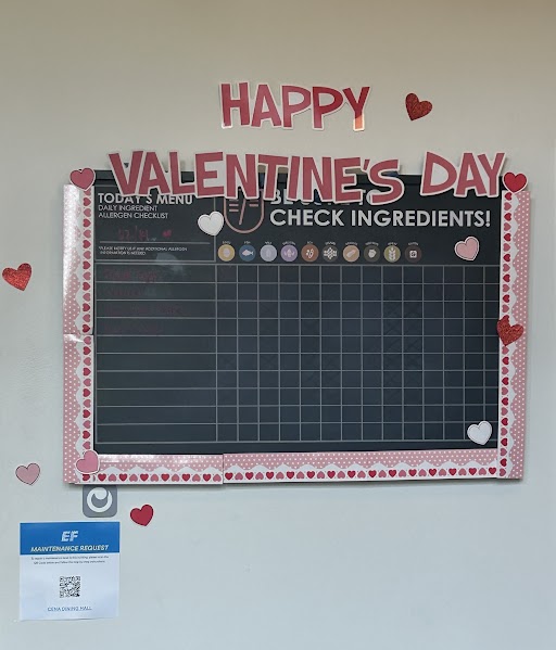 The Valentine's Day menu board in Cena.