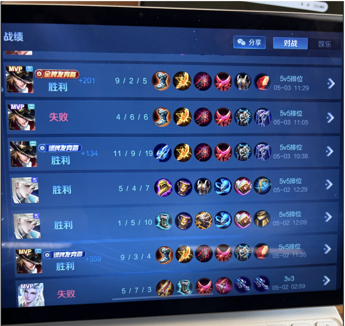 Personal score record in "Honor of Kings"
